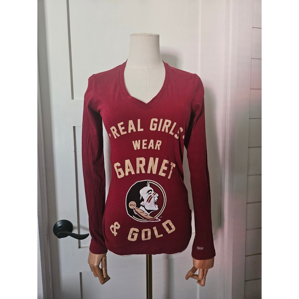 Y2K Soffe FSU Florida State Seminoles Long Sleeve V-Neck Graphic Tee Small
